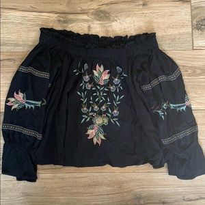 Floral embroidered top